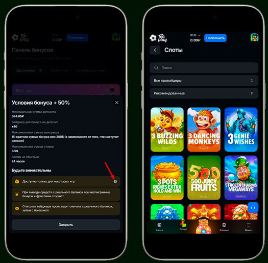 Слоты для отыгрыша в TonPlay Casino